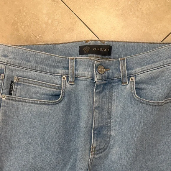 Versace Light Blue Men's Straight Jeans - Picture 2 of 6
